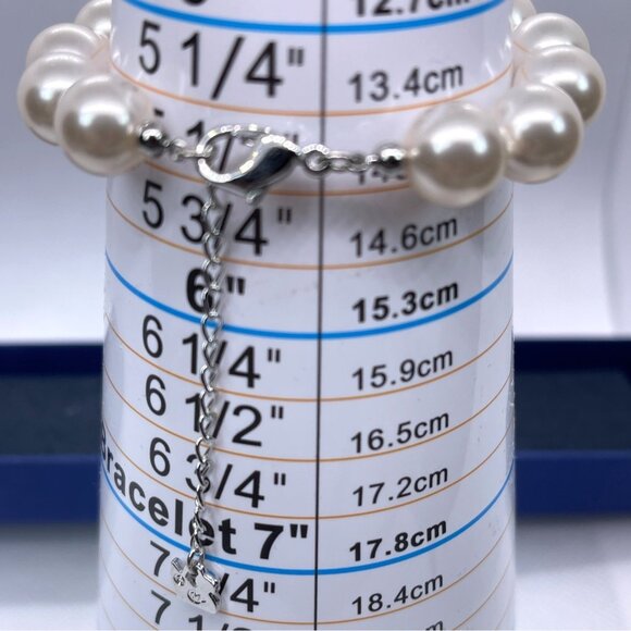 Swarovski Nude Bracelet Pearl Crystal Pavé Ring Rhodium Retired Formal Holiday - Picture 11 of 16